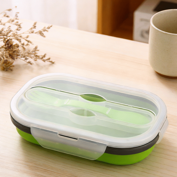 4-Pack Single Compartment Foldable Silicone Lunch Box with Lid for Travel