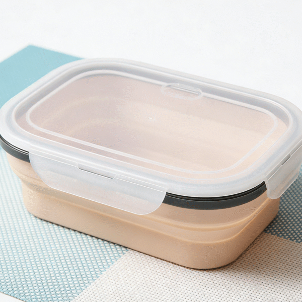 9-Pack 800ml Silicone Folding Bento Box with Double-Head Spoon